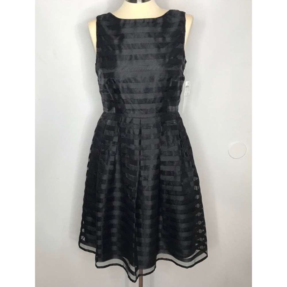 London Times Black Striped Dress
